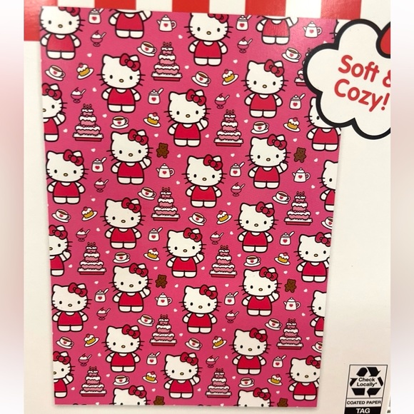 Hello Kitty Flannel Blanket Throw Pink 50x70 "Kitty Cake" Cupcakes Tea NEW NWT - Picture 3 of 4